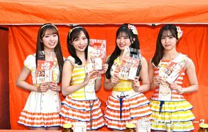 新ビオフェルミンS錠「AKB整腸部」サンプリングイベント囲み取材に応じたAKB48(左から)山内瑞葵、小栗有以、行天優莉奈、下尾みう (C)ORICON NewS inc.