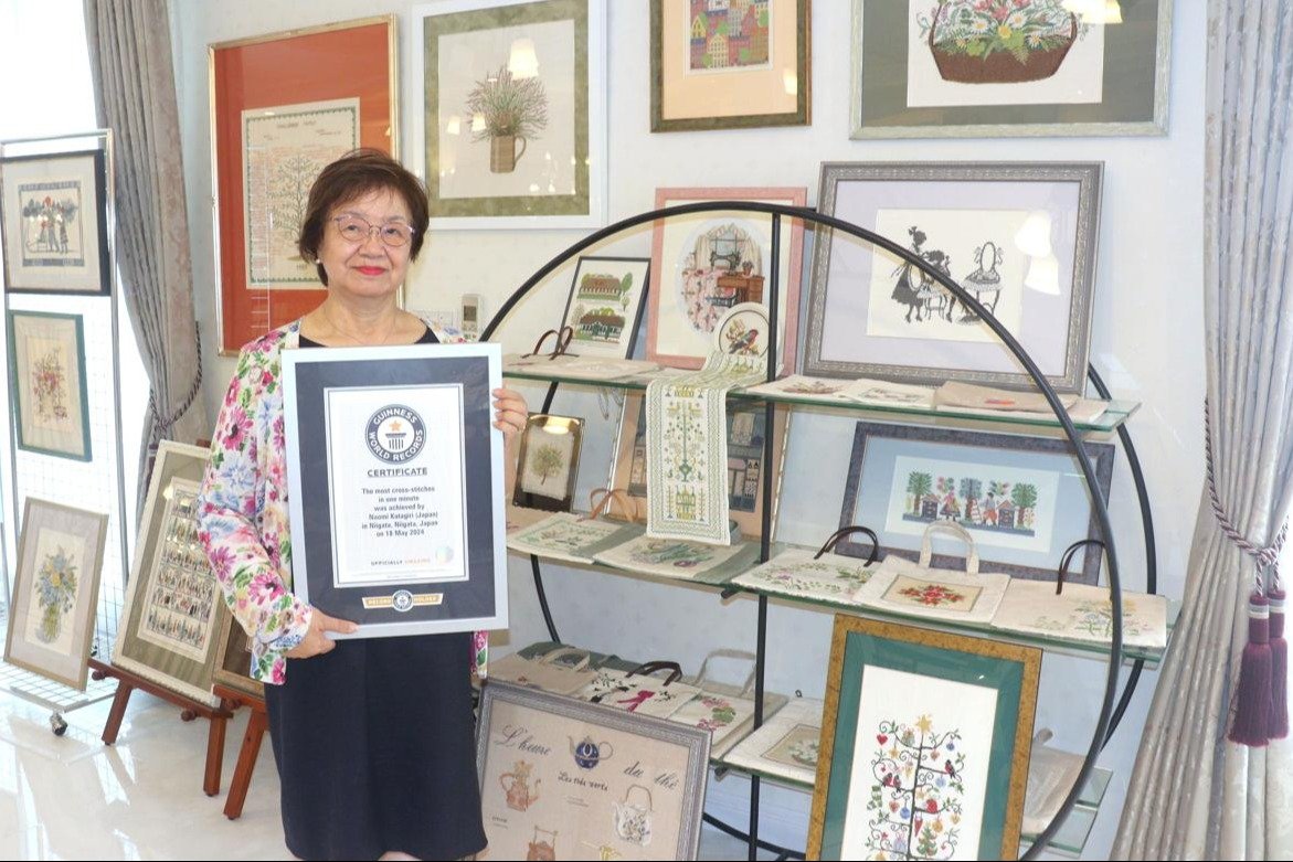 刺しゅう「クロスステッチ」早縫い世界一！ 新潟市西区の片桐奈保美