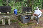 鎮魂の思いと平和への願い込め…長岡市のガ島・ビルマ戦没者慰霊碑で遺族らが周辺清掃