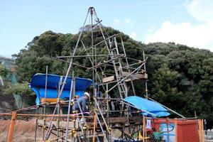 　関西電力美浜原発での原発新設に向けたボーリング調査＝１０日午後、福井県美浜町（同社提供）