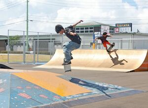 スケートボードやバスケットボールなどが楽しめる上越みらい公園=上越市富岡