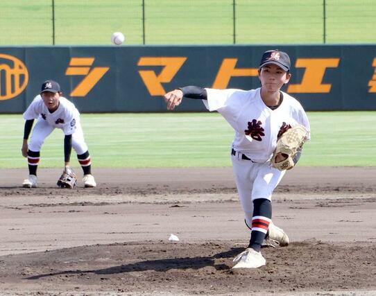 巻総合－北越　先発した巻総合の吹井心優＝９月１１日、三条市パールスタ