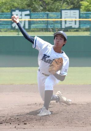 上越－海洋　海洋の先発・平田幸哉＝柏崎市佐藤池球場