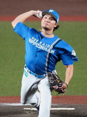 ロッテ戦に先発し7回2失点で13勝目を挙げた日本ハム・伊藤=ZOZOマリン
