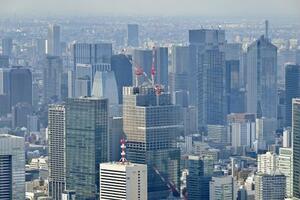 東京都心部の高層ビル群(共同通信社ヘリから)
