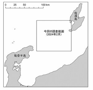 海上保安庁が海底地形調査した範囲(同庁提供)