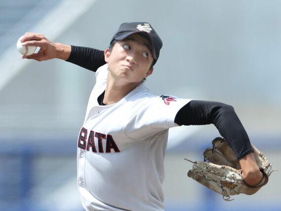 北越－新発田　新発田の先発川邊希星＝７月１９日、新潟市中央区長潟のハードオフ・エコスタジアム　