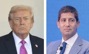 　左からトランプ米大統領、ケビン・ウォーシュ氏（いずれもゲッティ＝共同）