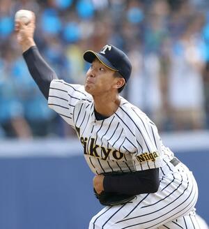 帝京長岡-新潟産大付 完投したが4失点を喫した帝京長岡の主戦茨木佑太=エコスタ(写真映像部・菊池雪那)
