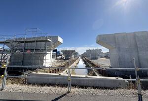 栗ノ木バイパスの鐙交差点付近=2026年02月20日