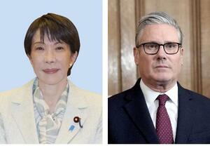 高市早苗首相、スターマー英首相(ゲッティ=共同)