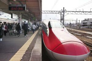 盛岡-秋田間で折り返し運転する秋田新幹線「こまち」=3月7日午前、JR盛岡駅