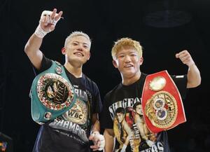 重岡優大さん(左)と弟の銀次朗=2023年4月、代々木第二体育館