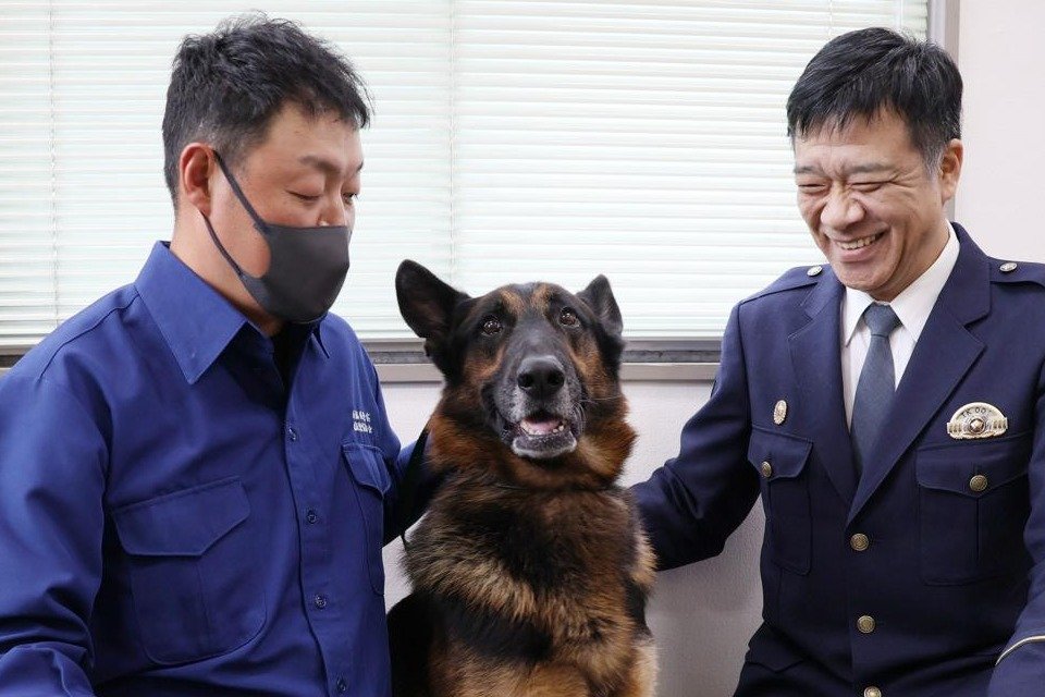 これからも頼むぞ！アロー号 新潟県警十日町署で警察犬の嘱託書交付式