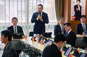 再審制度を見直す刑事訴訟法改正案を審査する自民党の法務部会と司法制度調査会の合同会議=9日、東京・永田町の党本部