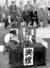 第8回自民党臨時大会で新総裁に選出され、新任のあいさつをする池田勇人氏=1960年7月14日、東京・日比谷公会堂