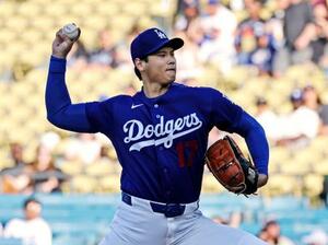 エンゼルス戦に先発登板したドジャース・大谷=ロサンゼルス(共同)
