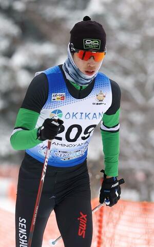 成年男子A10キロクラシカル 4位だった坂井冠太(専大)=上山市(写真映像部・渡辺善行)