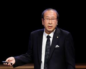 ノーベル賞受賞の記念講演をする化学賞の北川進・京都大特別教授=8日、ストックホルム(共同)