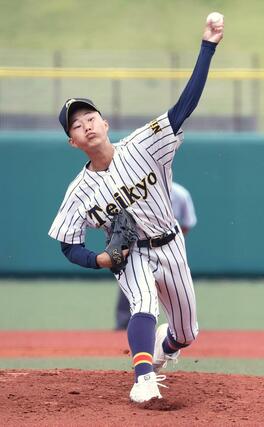 上田西－帝京長岡　帝京長岡先発の工藤壱朗＝富山市民球場