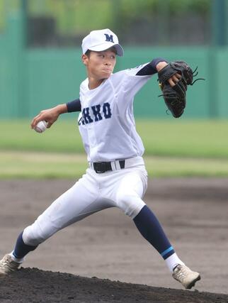 北越-六日町 六日町先発の岡崎=新発田市五十公野