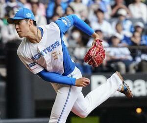 オリックス戦に先発し、5回無失点で今季初勝利を挙げた日本ハム・福島=エスコンフィールド