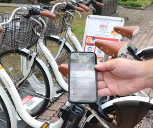 シェアサイクルの貸し出し拠点。専用のアプリを使って利用する=津南町役場