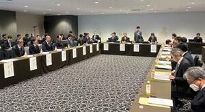 JR芸備線の一部区間の存廃を話し合う芸備線再構築協議会の幹事会=24日午前、広島市南区