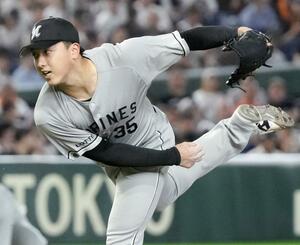 巨人戦に先発したロッテ・田中=東京ドーム
