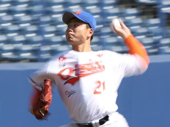 オイシックス－日本ハム　オイシックス先発の牧野憲伸＝３月２３日、新潟市中央区長潟のハードオフ・エコスタジアム