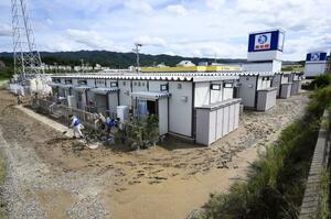 豪雨で浸水被害を受けた石川県輪島市の宅田町第2仮設住宅団地=9月24日午後