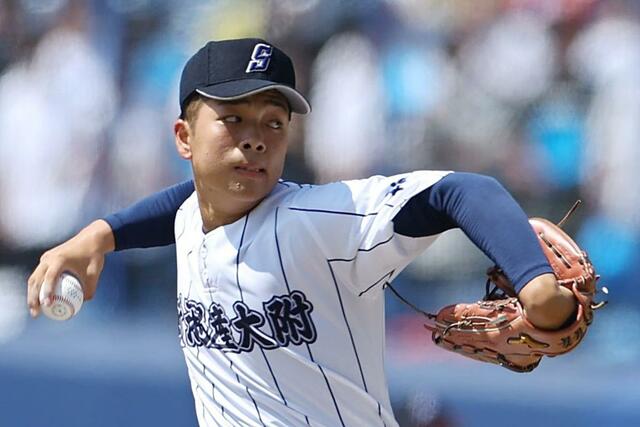 中越－新潟産大付　新潟産大付先発の小平乃希＝エコスタ